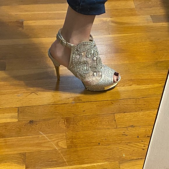 Rhinestone Sequin BLINGED Out Heels Wedding, Party, Prom, New Year! Size 10 - Picture 8 of 12